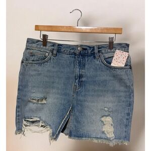 Free People We The Free Distressed Denim Jean Skirt Size 30 New with Tag